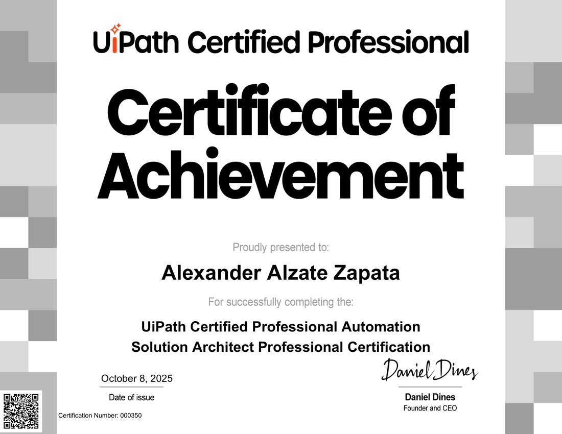 Automation Solution Architect, Professional certificate