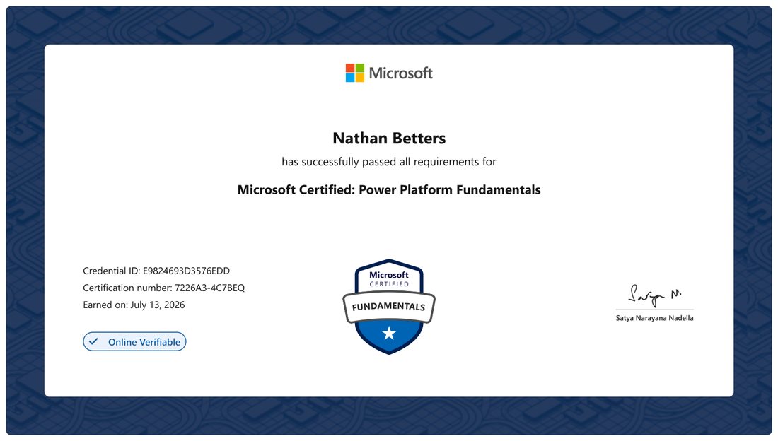 Microsoft Certified: Power Platform Fundamentals (PL-900) certificate