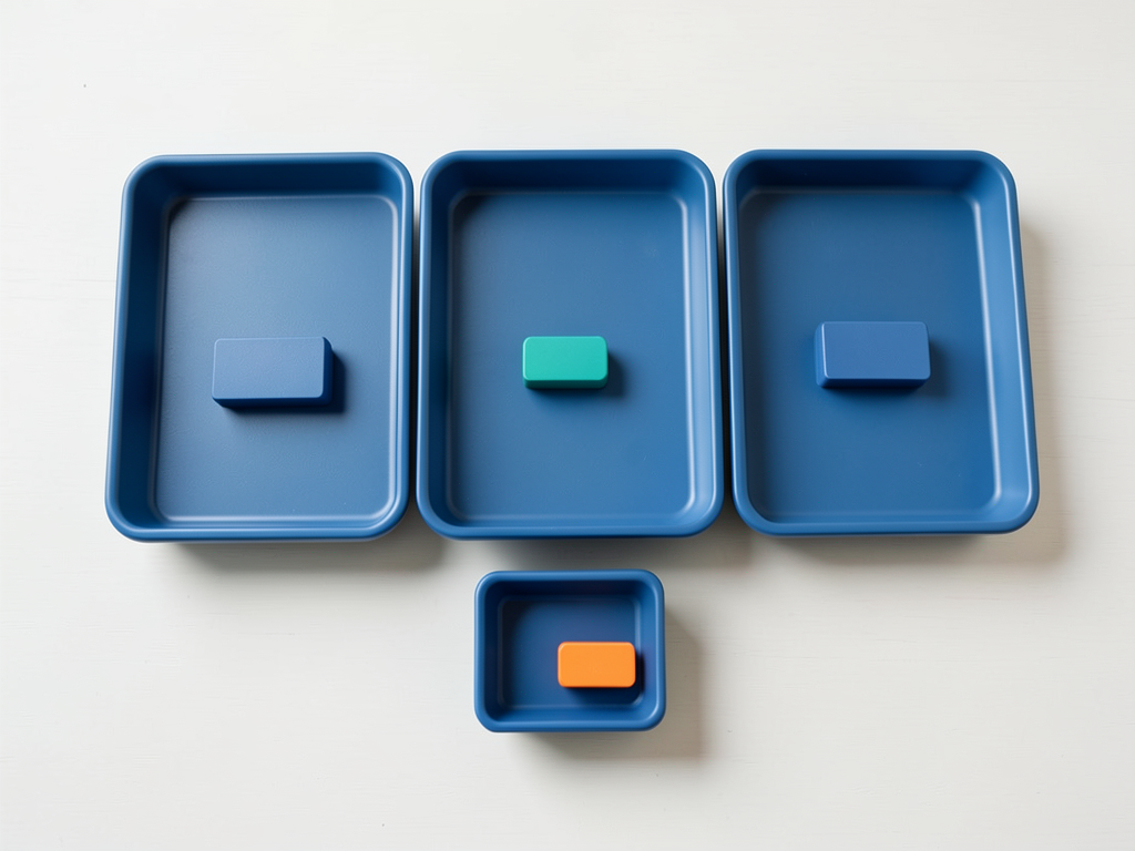 Three blue trays with tokens and a separate exception tray visually represent a sales to project handoff process.